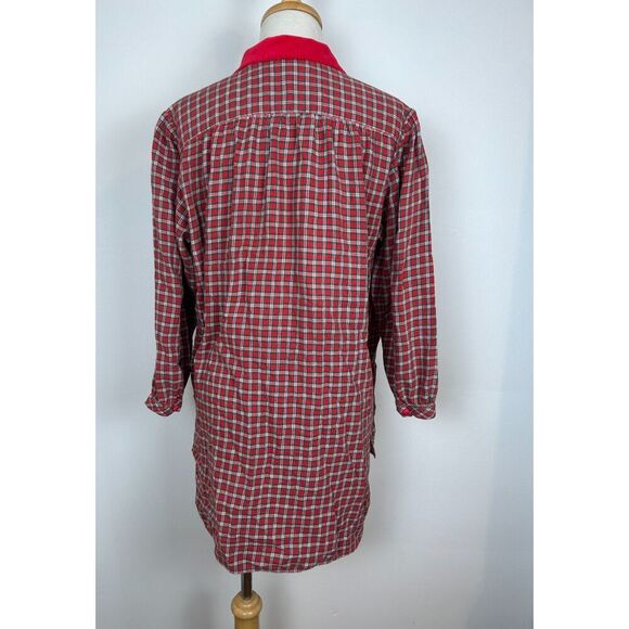 VTG Victoria's Secret Country Cottons Women's XS Flannel Sleep Shirt Green Red - Picture 4 of 7